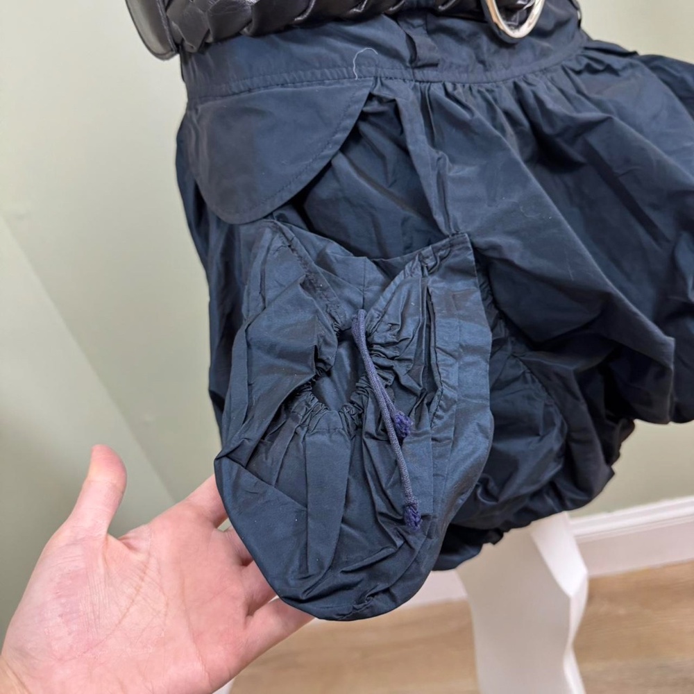 Metallic Navy Bubble Parachute Skirt w/ Drawstring Pockets – Y2K / Harajuku - Picture 4 of 6